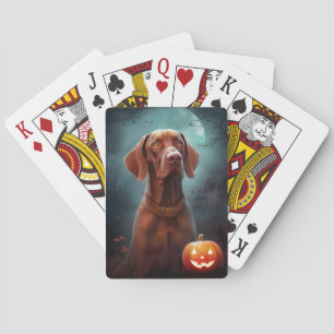 Jeu De Cartes Vizsla d'Halloween avec citrouilles effrayant