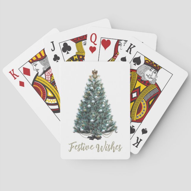 Jeu De Cartes Vœux de fête. Conception d'arbre de Noël (dos)