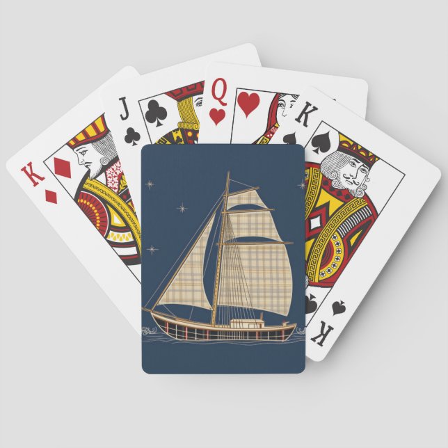 Jeu De Cartes Voile en style à travers le bleu (dos)