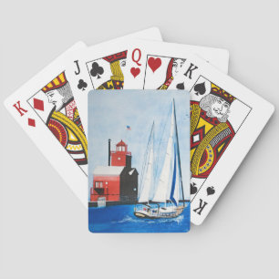 Jeu De Cartes voile et peinture du phare du Michigan