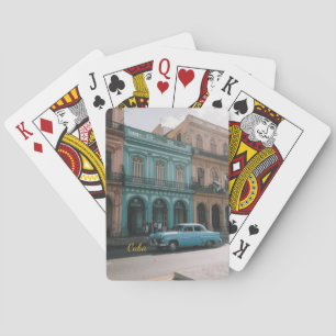 Jeu De Cartes Voiture Américaine Vintage Turquoise Cuba Colonial