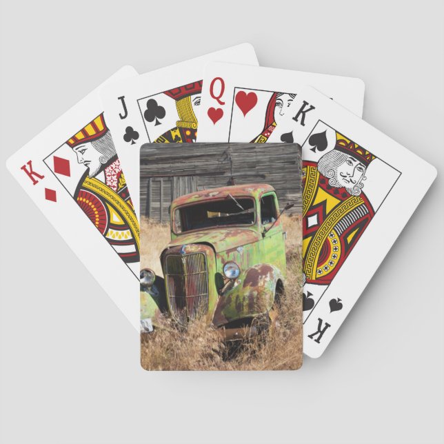 Jeu De Cartes Voiture de rouillement devant la ferme abandonnée (dos)