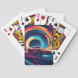 Jeu De Cartes Voiture de sport vibrante dans un art abstrait dyn
