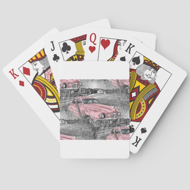 Jeu De Cartes voiture rose vintage (dos)