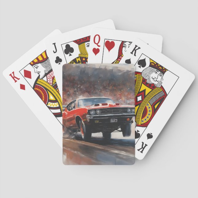 Jeu De Cartes Voiture rouge Vintage (dos)