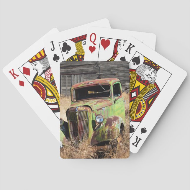 Jeu De Cartes Voiture rouillée devant une ferme abandonnée (dos)