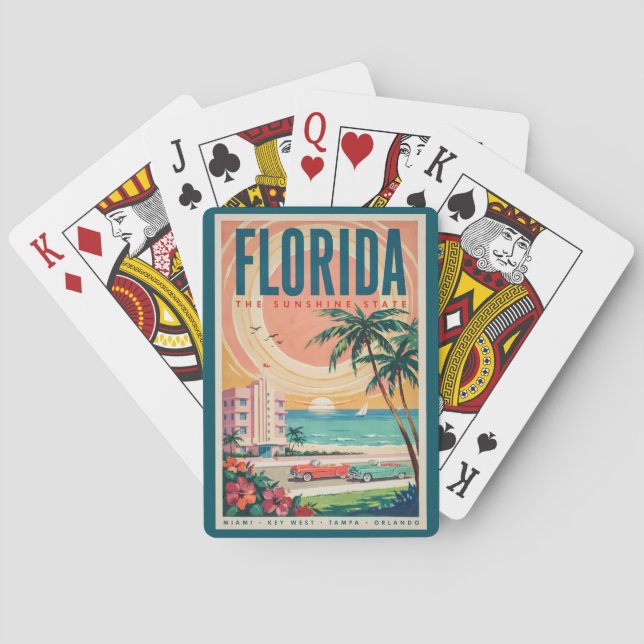Jeu De Cartes Voitures de la côte de Floride Illustration Art de (dos)