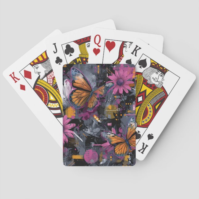Jeu De Cartes Vol de papillon abstrait vibrant (4) (dos)