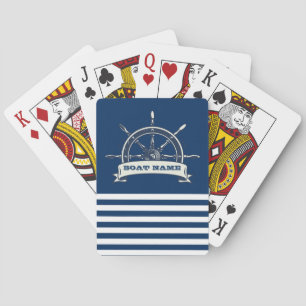 Jeu De Cartes Volant de bateau nautique, rayures bleu marine