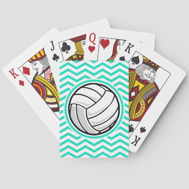 Jeu De Cartes Volley-ball ; Aqua Green Chevron (dos)