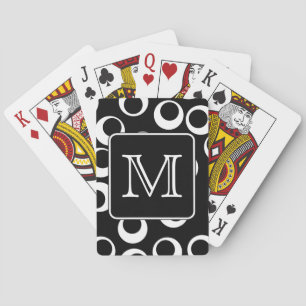 Jeu De Cartes Votre Lettre. Monogramme noir et blanc. Motif amus