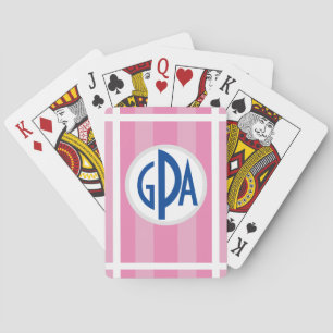 Jeu De Cartes Votre monogramme sur "Beach Chair Stripes" framboi