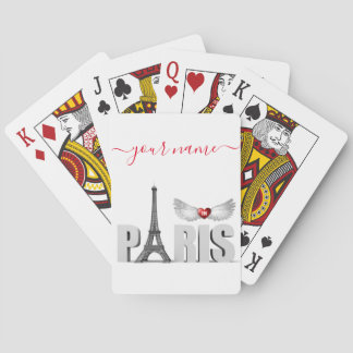 Jeu De Cartes Votre Nom à Paris Tour Eiffel Cœur Ailes d'Ange