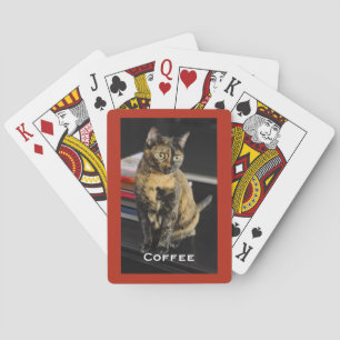 Jeu De Cartes Votre photo d'animal de compagnie, nom, fond rouge