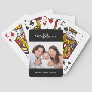 Jeu De Cartes Votre Photo Personnalisée Monogramme Black Playard