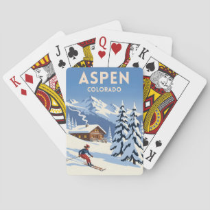 Jeu De Cartes Voyage à l'ancienne Aspen Colorado Ski d'hiver Rét