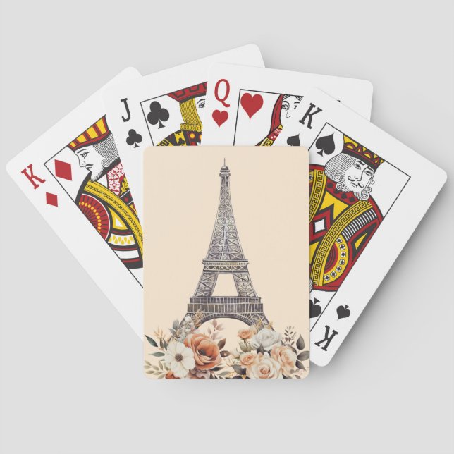 Jeu De Cartes Voyage à Paris Tour Eiffel Fleurs Magnifiques (dos)