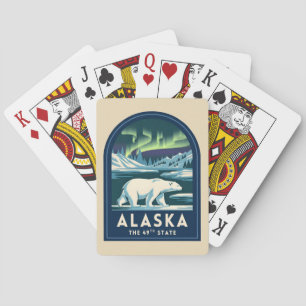 Jeu De Cartes Voyage Ancien Alaska Aurores Boréales Ours Polaire