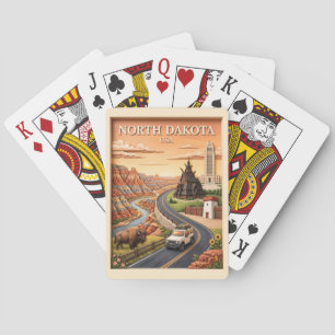 Jeu De Cartes Voyage dans le Dakota du Nord Badlands Bison Vinta