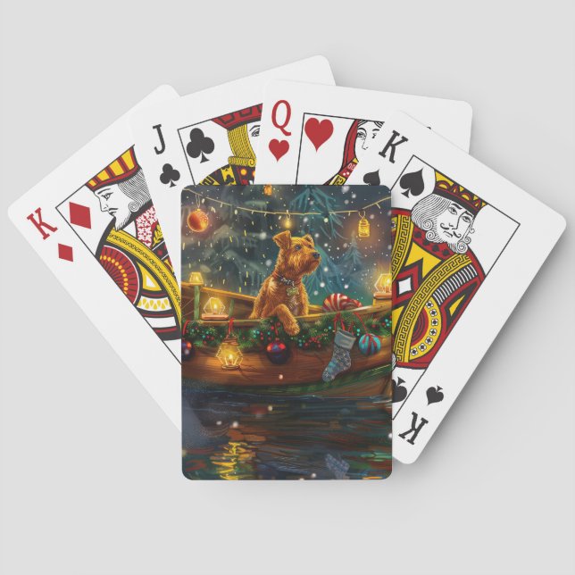 Jeu De Cartes Voyage de fête de Noël d'Airedale (dos)