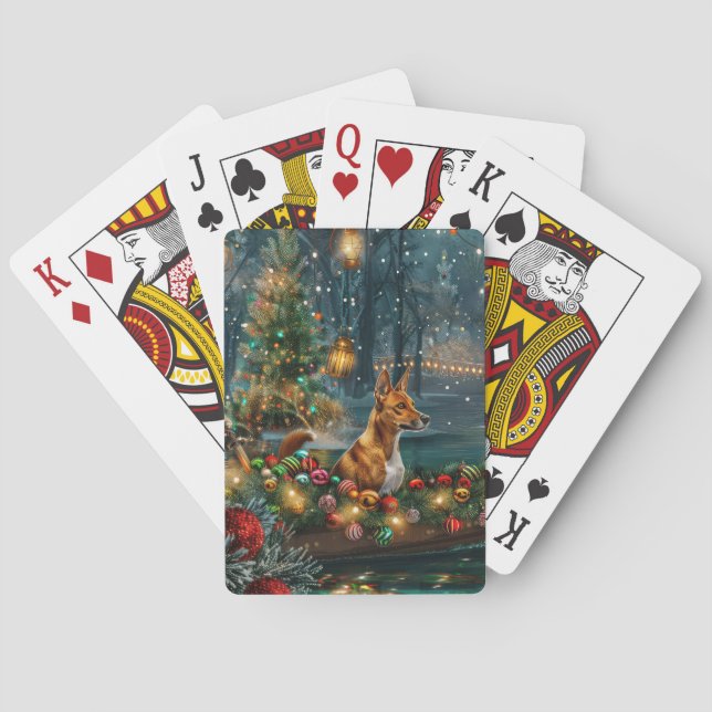 Jeu De Cartes Voyage de fête de Noël du Basenji (dos)