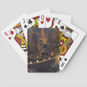 Jeu De Cartes Voyage de Noël Festif de Bouledogue Français