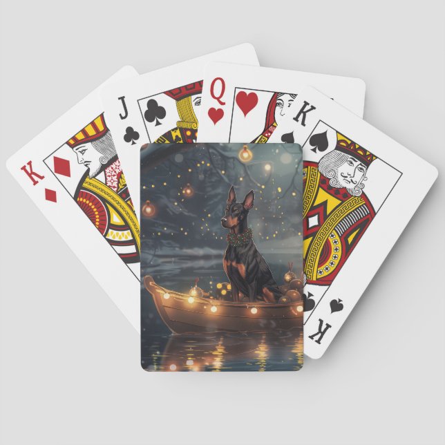 Jeu De Cartes Voyage de Noël festif du Doberman (dos)