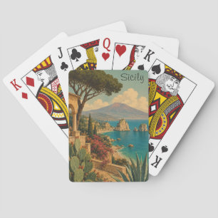 Jeu De Cartes Voyage en Sicile Italie Méditerranée Ile Vintage