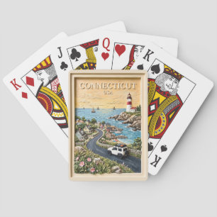Jeu De Cartes Voyage rétro au phare côtier du Connecticut