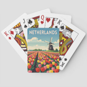 Jeu De Cartes Voyage Rétro Vintage Pays-Bas Tulipes Paysage