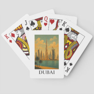 Jeu De Cartes Voyage Vintage Dubaï – Skyline Rétro des Émirats A