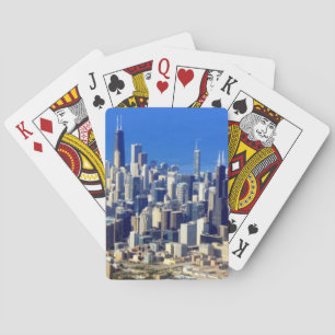Jeu De Cartes Vue aérienne de Chicago du centre avec le lac