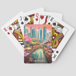 Jeu De Cartes Vue de la ville de Singapour colorée
