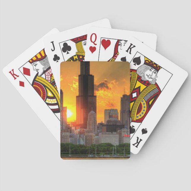 Jeu De Cartes Vue de l'horizon de Chicago d'Adler (dos)