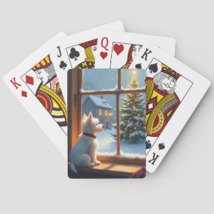 Jeu De Cartes Vue de Noël du matin du West Highland White Terrie