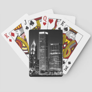 Jeu De Cartes Vue de nuit du paysage urbain célèbre de Chicago