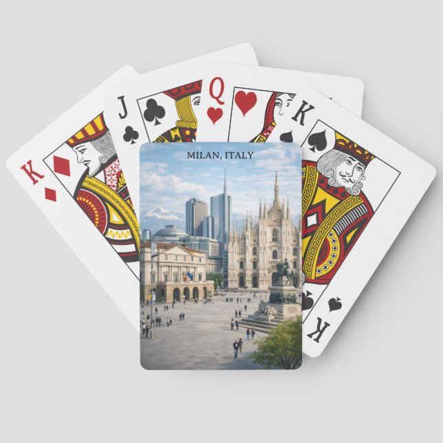 Jeu De Cartes Vue minimale de Milan Italie monuments (dos)