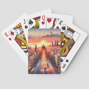 Jeu De Cartes Vue sur le coucher de soleil de Barcelone Imaginai