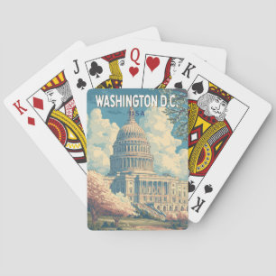 Jeu De Cartes Washington DC Capitol Travel Art Vintage