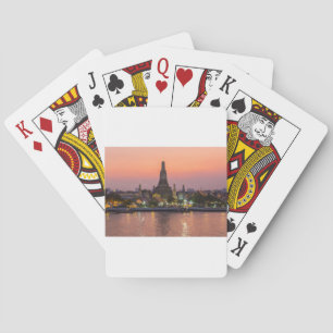 Jeu De Cartes Wat Arun Temple Bangkok Thailand at sunset