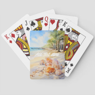 Jeu De Cartes Watercolor Beach avec Coquillages Jouer aux cartes