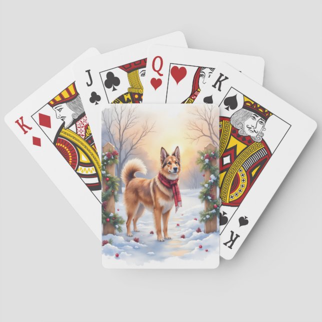 Jeu De Cartes Watercolor Belgian Tervuren Garland Christmas (dos)