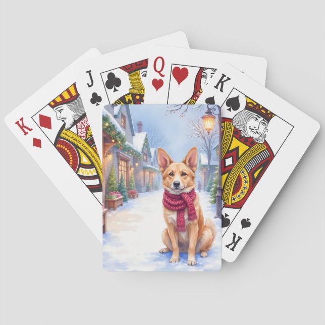 Jeu De Cartes Watercolor Berger Picard Village Square Christmas  (dos)