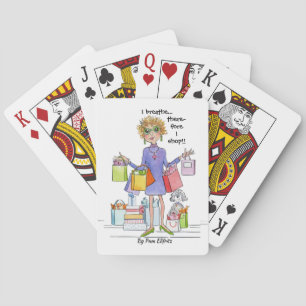 Jeu De Cartes Watercolor Cartoon Woman will Breathe and Shop