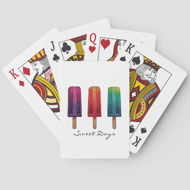 Jeu De Cartes Watercolor Cute Popsicle Glaces Creams (dos)