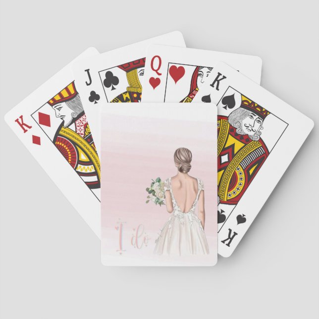 Jeu De Cartes Watercolor Pink Bachelorette Theme Playing Cards (dos)