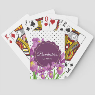 Jeu De Cartes Watercolor Purple Iris Black White Polka Dots