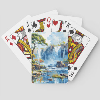 Jeu De Cartes Watercolor Watercolor Victoria Falls Nature