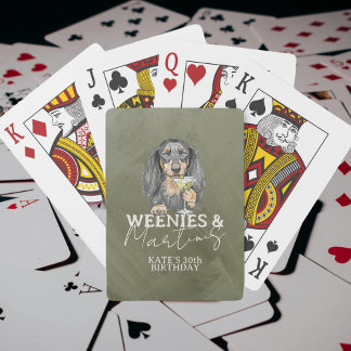 Jeu De Cartes Weenies tirés à la main et Martinis Dachshund