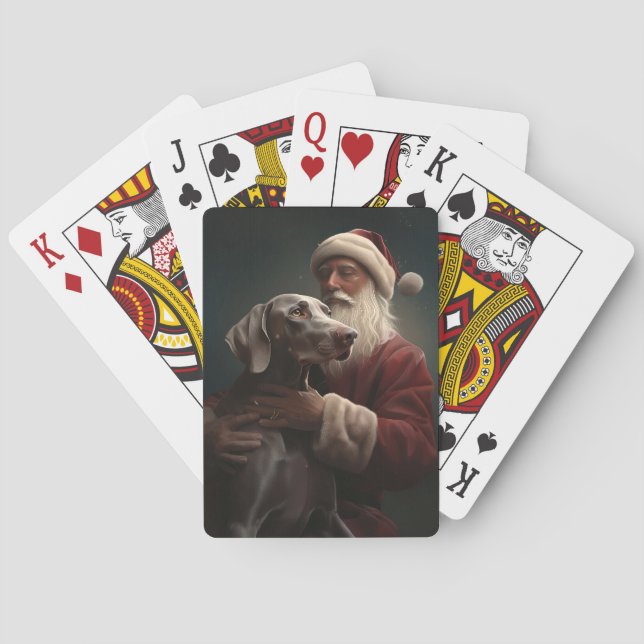 Jeu De Cartes Weimaraner avec Noël Festif du Père Noël (dos)